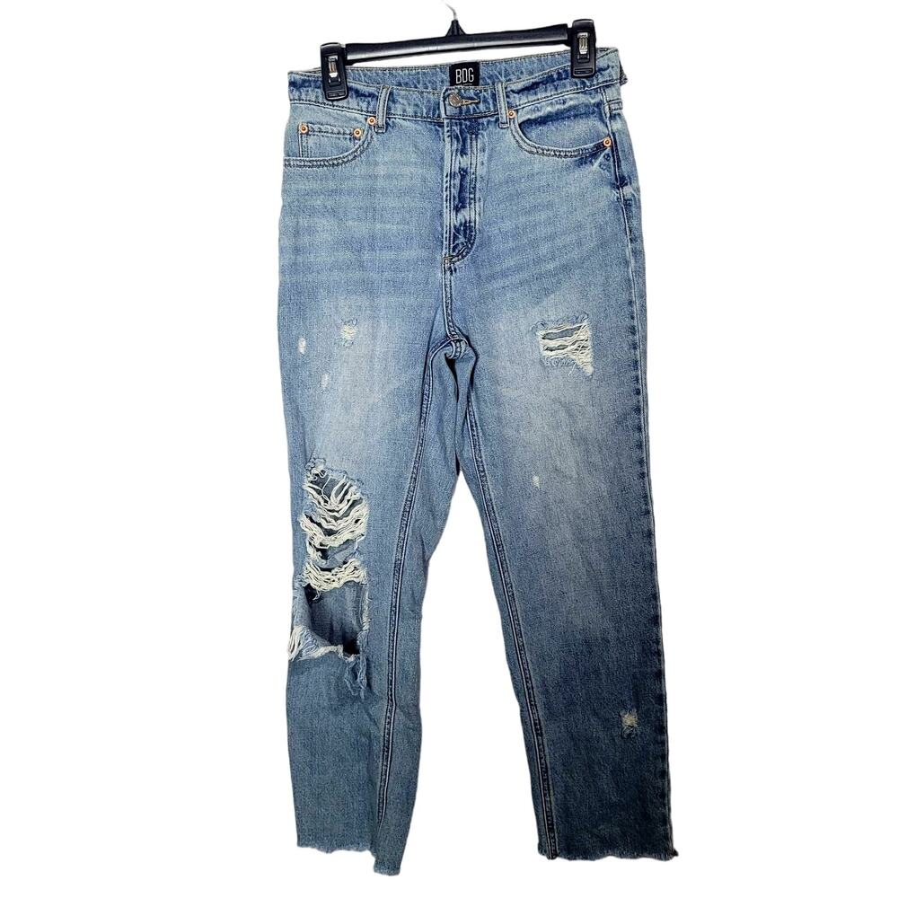 Urban Outfitters BDG Jeans Grunge Distressed Y2K Baggy Raw Hem Womans Sz 28